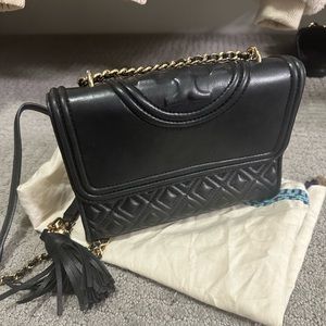Tory Burch Fleming Convertible Shoulder Bag in Black